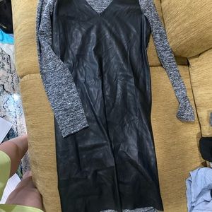 Joe Fresh black (faux) leather two tone dress XS